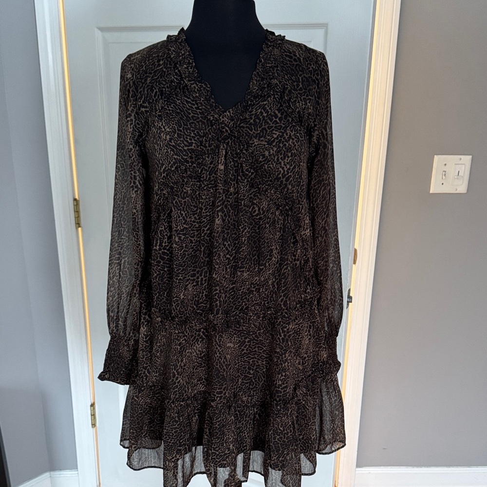 Walter Baker Chic Black and Brown Animal Print Dress